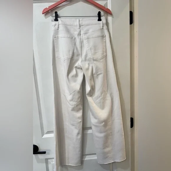 NWOT | FRAME Le Slim Palazzo Raw Hem Jeans | White | Full length | SZ 26 - Picture 9 of 13